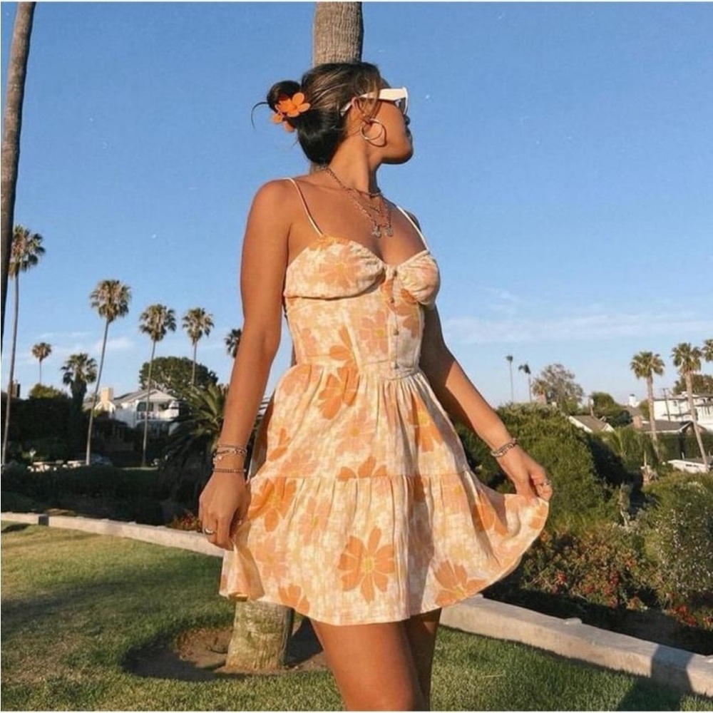 Sabo Skirt Yellow Floral Mini Dress